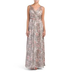 NWT Amsale Sz 6 Floral Print Silk Chiffon Gown